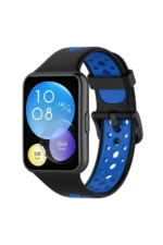 Uray store Huawei Watch Fit 2 Spor Delikli Kordon - Siyah-Mavi