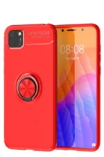 Uray store Huawei Y5P Kılıf Range Yüzüklü Silikon - Kırmızı
