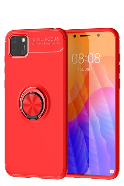Uray store Huawei Y5P Kılıf Range Yüzüklü Silikon - Kırmızı