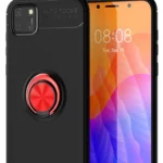 Uray store Huawei Y5P Kılıf Range Yüzüklü Silikon - Siyah-Kırmızı