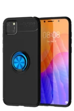 Uray store Huawei Y5P Kılıf Range Yüzüklü Silikon - Siyah-Mavi