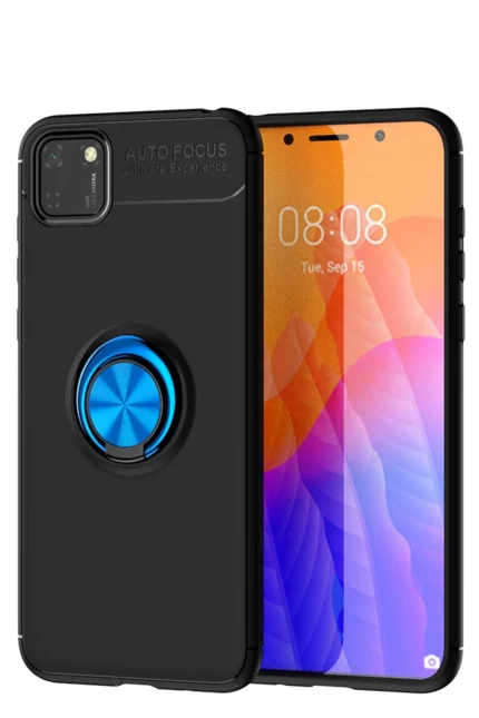 Uray store Huawei Y5P Kılıf Range Yüzüklü Silikon - Siyah-Mavi