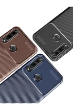 Uray store Huawei Y6P Kılıf Auto Focus Karbon Kapak - Kahverengi - Görsel 2