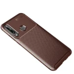 Uray store Huawei Y6P Kılıf Auto Focus Karbon Kapak - Kahverengi