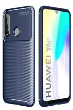 Uray store Huawei Y6P Kılıf Auto Focus Karbon Kapak - Lacivert
