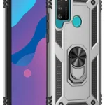 Uray store Huawei Y6P Kılıf Sofya Yüzüklü Silikon Kapak - Gümüş