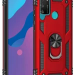 Uray store Huawei Y6P Kılıf Sofya Yüzüklü Silikon Kapak - Kırmızı