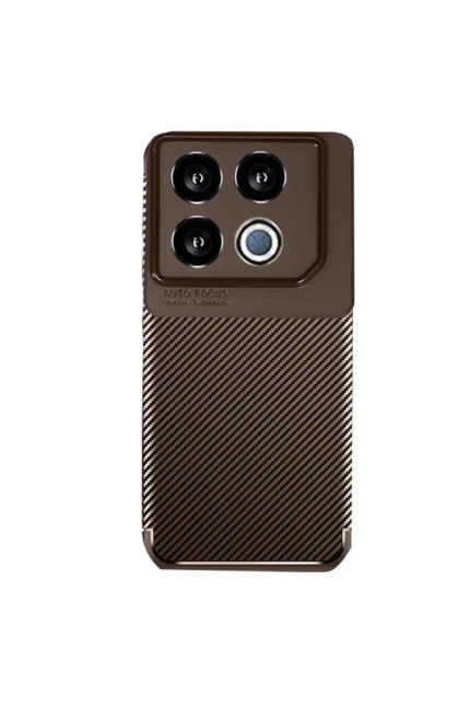 Uray store İnfinix GT 20 Pro Kılıf Auto Focus Karbon Kapak - Kahverengi