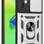 Uray store İnfinix Hot 30 4G Kılıf Pars Lens Yüzüklü Silikon - Gümüş