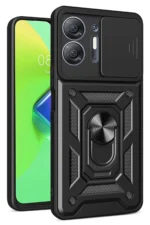 Uray store İnfinix Hot 30 5G Kılıf Pars Lens Yüzüklü Silikon - Siyah