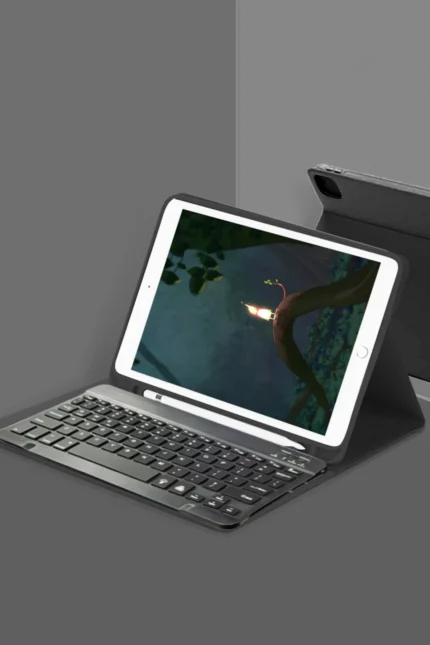 Uray store Apple iPad 5 Air 9.7 Kılıf KC01 Smart Klavyeli Tablet Kılıfı - Siyah