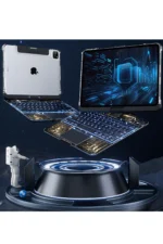 Uray store Apple JP11 iPad Pro 11 (2022) Kılıf Vales Dönen Ledli Klavyeli Tablet Kılıfı - Siyah - Görsel 5