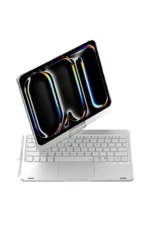 Uray store Apple iPad Pro 11 (2024) F11 ATS Kılıf Magic Dönen Klavyeli Tablet Kılıf - Gümüş - Görsel 5