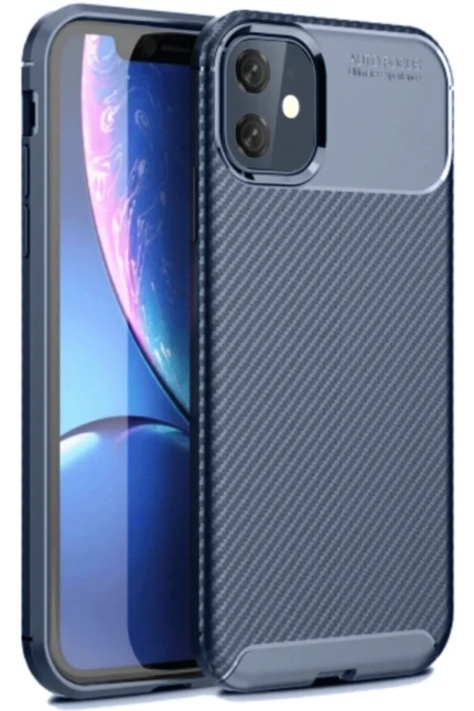 Uray store Apple iPhone 11 Kılıf Auto Focus Karbon Kapak - Lacivert