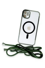 Uray store Apple iPhone 11 Kılıf Divo Lazer Askılı Magsafe Kapak - Koyu Yeşil - Görsel 3