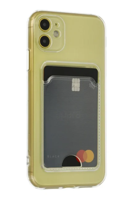 Uray store Apple iPhone 11 Kılıf Kart Şeffaf Silikon - Şeffaf