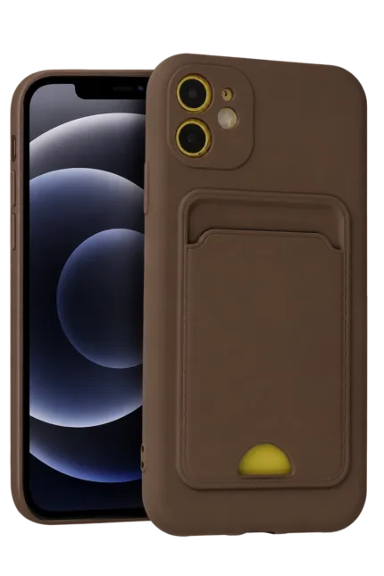 Uray store Apple iPhone 11 Kılıf Kelvin Kartvizitli Silikon - Kahverengi