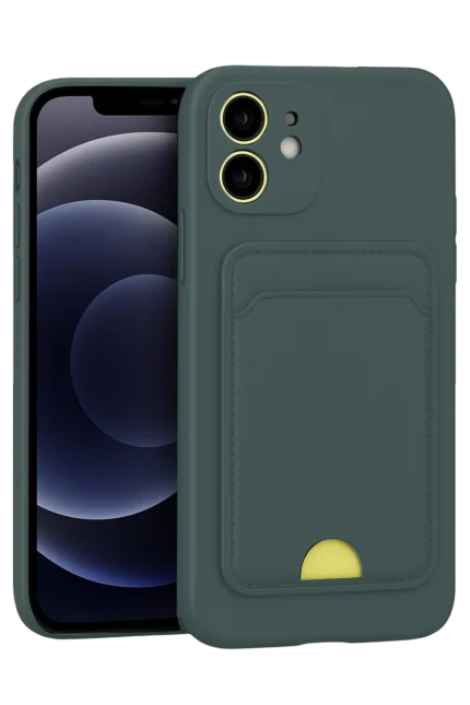 Uray store Apple iPhone 11 Kılıf Kelvin Kartvizitli Silikon - Koyu Yeşil