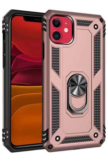 Uray store Apple iPhone 11 Kılıf Sofya Yüzüklü Silikon Kapak - Rose