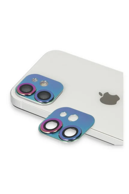 Uray store Apple iPhone 11 Pers Alüminyum Kamera Lens - Rainbow