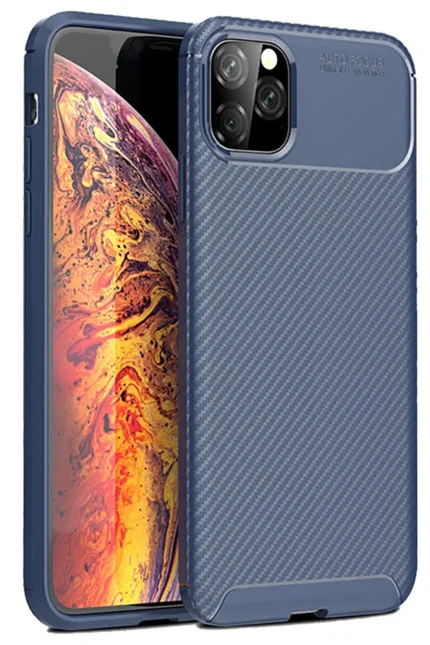 Uray store Apple iPhone 11 Pro Kılıf Auto Focus Karbon Kapak - Lacivert