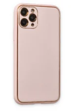 Uray store Apple iPhone 11 Pro Kılıf Coco Deri Silikon Kapak - Pudra - Görsel 2