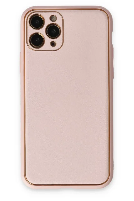 Uray store Apple iPhone 11 Pro Kılıf Coco Deri Silikon Kapak - Pudra