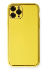 Uray store Apple iPhone 11 Pro Kılıf Coco Deri Silikon Kapak - Sarı