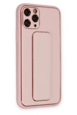 Uray store Apple iPhone 11 Pro Kılıf Coco Deri Standlı Kapak - Pembe - Görsel 2