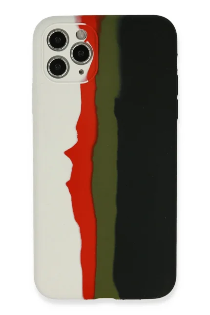 Uray store Apple iPhone 11 Pro Kılıf Ebruli Lansman Silikon - Beyaz-Siyah