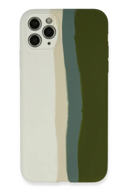 Uray store Apple iPhone 11 Pro Kılıf Ebruli Lansman Silikon - Beyaz-Yeşil