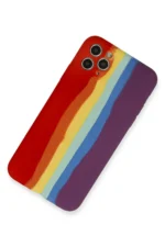 Uray store Apple iPhone 11 Pro Kılıf Ebruli Lansman Silikon - Kırmızı-Mor - Görsel 2