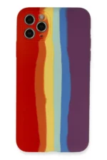 Uray store Apple iPhone 11 Pro Kılıf Ebruli Lansman Silikon - Kırmızı-Mor
