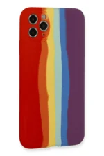 Uray store Apple iPhone 11 Pro Kılıf Ebruli Lansman Silikon - Kırmızı-Mor - Görsel 3