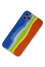 Uray store Apple iPhone 11 Pro Kılıf Ebruli Lansman Silikon - Mavi-Turuncu - Görsel 2