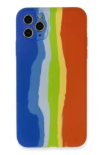 Uray store Apple iPhone 11 Pro Kılıf Ebruli Lansman Silikon - Mavi-Turuncu
