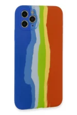Uray store Apple iPhone 11 Pro Kılıf Ebruli Lansman Silikon - Mavi-Turuncu - Görsel 3
