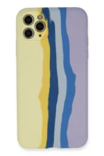 Uray store Apple iPhone 11 Pro Kılıf Ebruli Lansman Silikon - Sarı-Lila