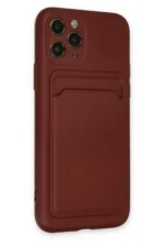 Uray store Apple iPhone 11 Pro Kılıf Kelvin Kartvizitli Silikon - Bordo - Görsel 2