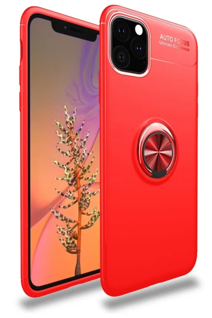 Uray store Apple iPhone 11 Pro Kılıf Range Yüzüklü Silikon - Kırmızı