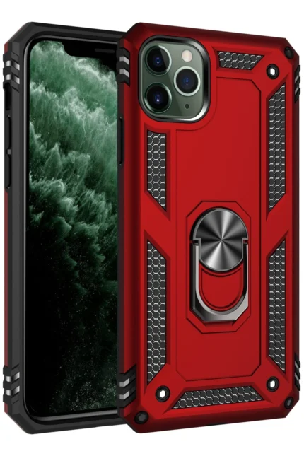 Uray store Apple iPhone 11 Pro Kılıf Sofya Yüzüklü Silikon Kapak - Kırmızı
