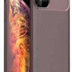 Uray store Apple iPhone 11 Pro Max Kılıf Auto Focus Karbon Kapak - Kahverengi