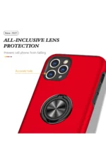 Uray store Apple iPhone 11 Pro Max Kılıf Elit Yüzüklü Kapak - Kırmızı - Görsel 4