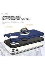 Uray store Apple iPhone 11 Pro Max Kılıf Elit Yüzüklü Kapak - Lacivert - Görsel 2