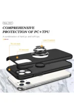 Uray store Apple iPhone 11 Pro Max Kılıf Elit Yüzüklü Kapak - Siyah - Görsel 2