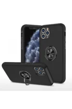 Uray store Apple iPhone 11 Pro Max Kılıf Elit Yüzüklü Kapak - Siyah