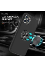 Uray store Apple iPhone 11 Pro Max Kılıf Elit Yüzüklü Kapak - Siyah - Görsel 5