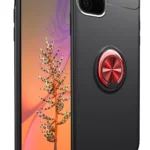 Uray store Apple iPhone 11 Pro Max Kılıf Range Yüzüklü Silikon - Siyah-Kırmızı