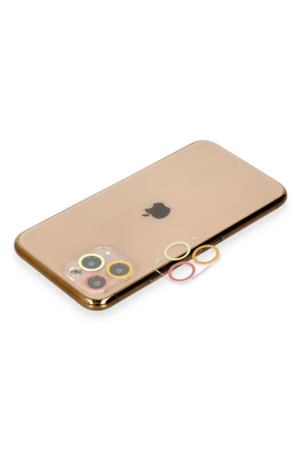 Uray store Apple iPhone 11 Pro Renkli Kamera Lens Koruma Cam - Turuncu-Kırmızı