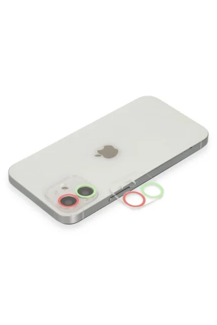 Uray store Apple iPhone 11 Renkli Kamera Lens Koruma Cam - Yeşil-Pembe